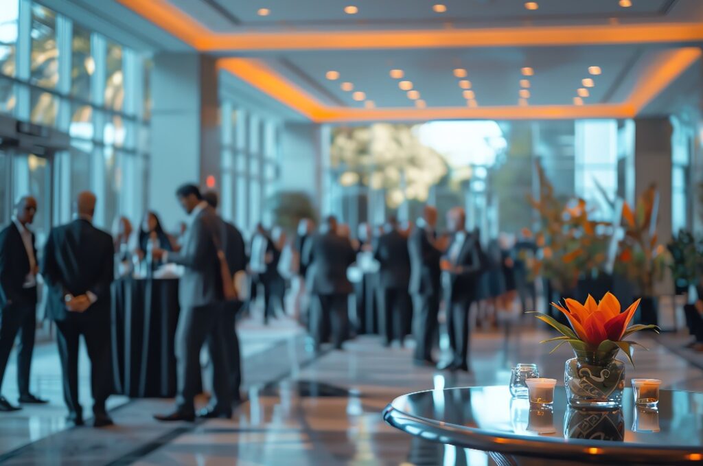 Professionelle Firmenveranstaltung, eleganter Veranstaltungsort, strategisches Networking